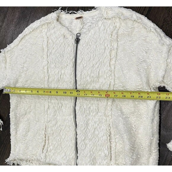 Free People Jacket Womens XS White Fringe‎ Knit Boho Zip Favorite Crush Cardigan - Picture 9 of 9